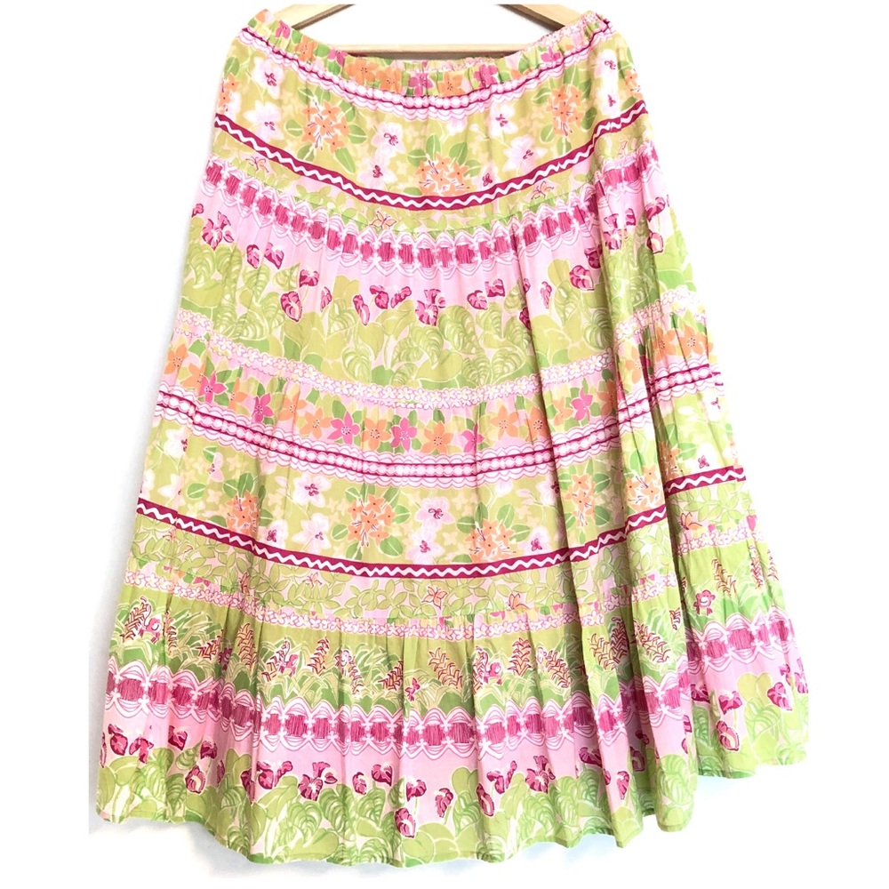 Lilly Pulitzer Vintage Maxi Peasant Skirt Sz L